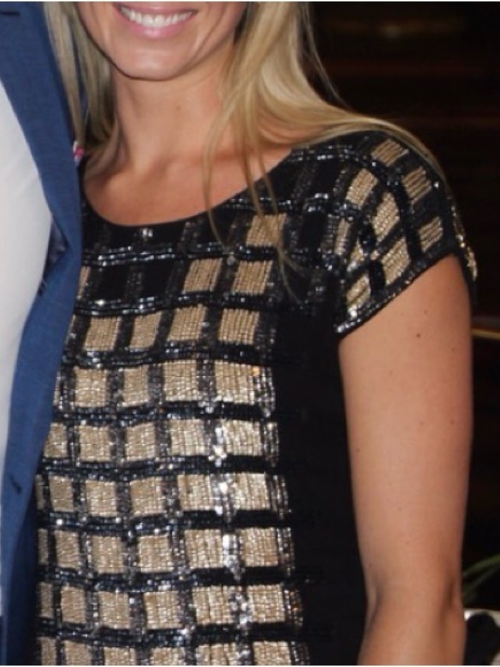 Yoana Baraschi Black and gold sequin grid dress